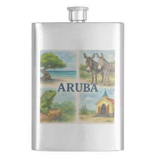 Aruba multiview watercolor hip flask