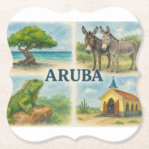 Aruba multiview watercolor paper coaster