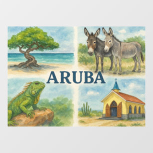 Aruba multiview watercolor window cling