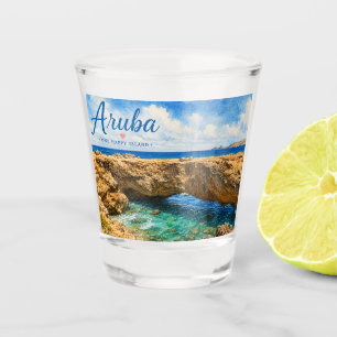 Aruba Natural Bridge rock formation Caribbean  Shot Glass
