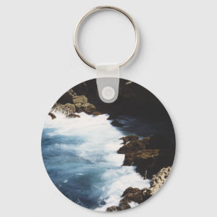 Aruba Ocean Crashing On The Rocks Keychain