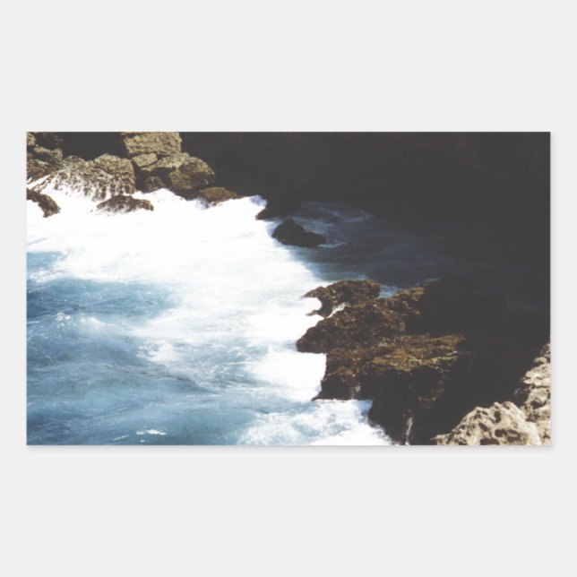 Aruba Ocean Crashing On The Rocks Sticker (Front)