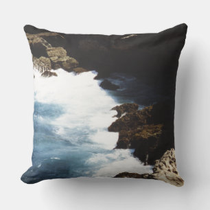 Aruba Ocean Crashing On The Rocks Throw Pillow