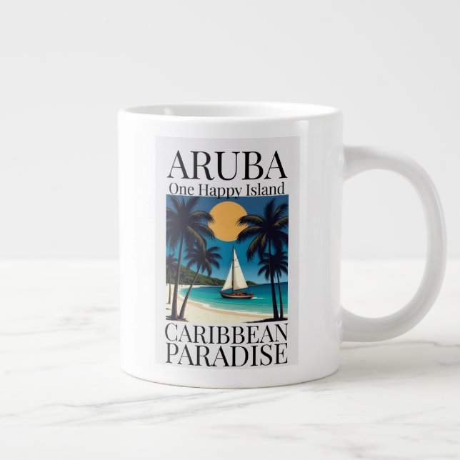 Aruba One Happy Island  Large Coffee Mug (Right)