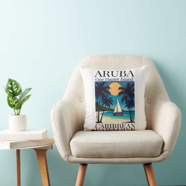 Aruba One Happy Island  Throw Pillow (Chair)