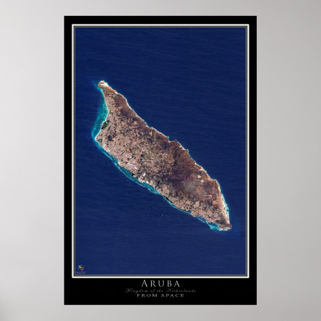 Aruba Satellite Poster Map (Front)