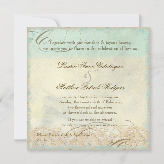 Aruba Sea Turtle Modern Coastal Ocean Beach Invitation (Front)