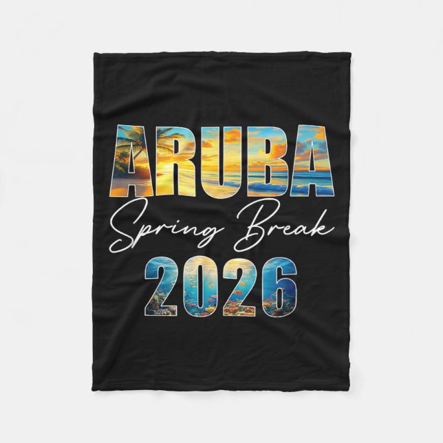 Aruba Spring Break 2026 Summer Vacation Beach  Fleece Blanket (Front)