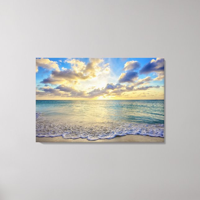 Aruba Sunset over Moving Sea Canvas Print (Front)