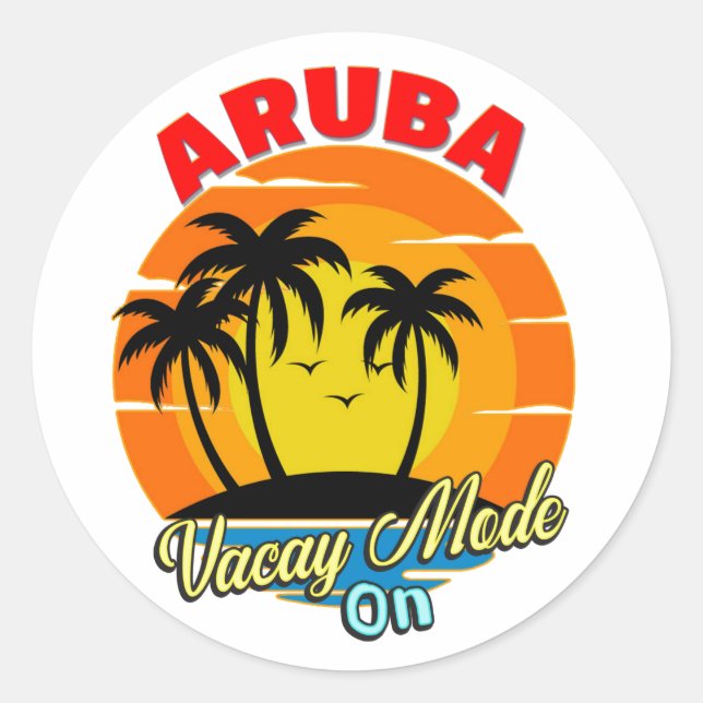 Aruba Vacay Mode On Family Group Matching Travel  Classic Round Sticker (Front)