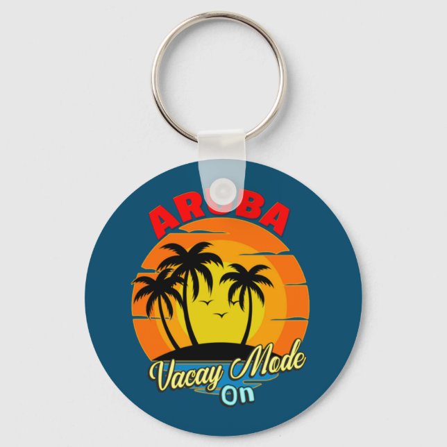 Aruba Vacay Mode On Family Group Matching Travel   Keychain (Front)