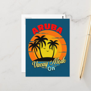 Aruba Vacay Mode On Family Group Matching Travel Postcard