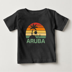 Aruba Vintage Palm Trees Summer Beach Baby T-Shirt