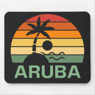 Aruba Vintage Palm Trees Summer Beach Mouse Pad