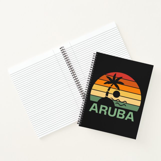 Aruba Vintage Palm Trees Summer Beach Notebook (Inside)