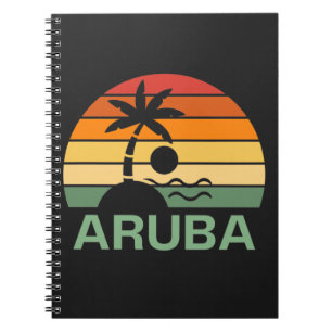 Aruba Vintage Palm Trees Summer Beach Notebook