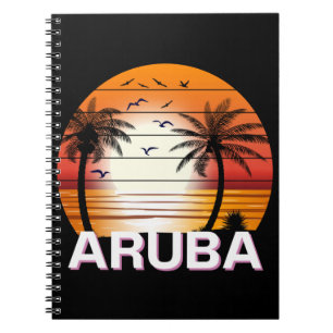Aruba Vintage Palm Trees Summer Beach Notebook