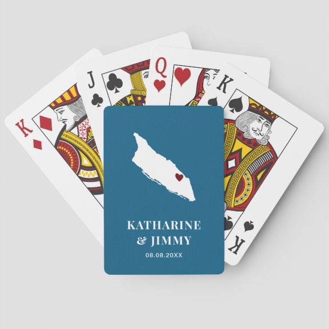 Aruba Wedding Favour Deck of Cards, Island Map Playing Cards (Back)