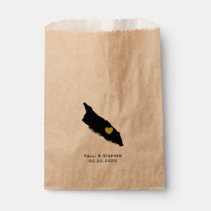 Aruba Wedding Favour Treat Sacks, Map Gift Bags
