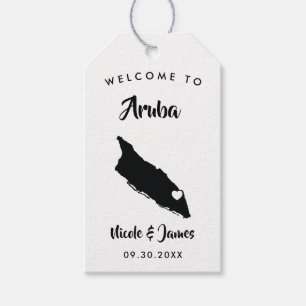 Aruba Wedding Welcome Bag Tags, Island Map Gift Tags