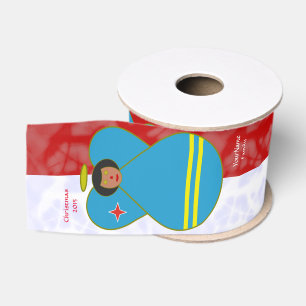 Aruban Angel Black Hair Red White Personalized Grosgrain Ribbon