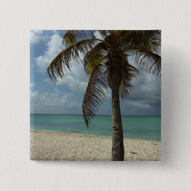 Aruban Beach I Beautiful Nature Scene 2 Inch Square Button (Front)