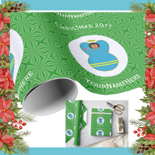 Aruban Flag Angel Christmas Personalized  Wrapping Paper