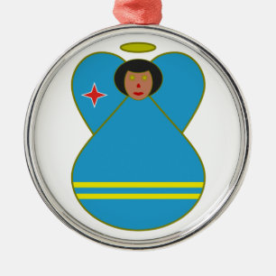 Aruban Flag Angel Metal Ornament