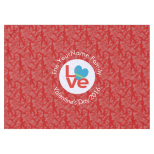 Aruban Flag Heart LOVE Red Personalized Text  Tablecloth