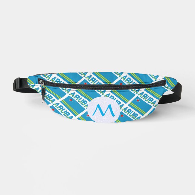 Aruban Flag Tiled Monogrammed  Fanny Pack (Front)