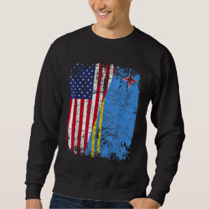 ARUBAN ROOTS Half American Flag ARUBA FLAG Sweatshirt