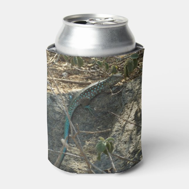 Aruban Whiptail Lizard Tropical Animal Photography Can Cooler (Can Front)