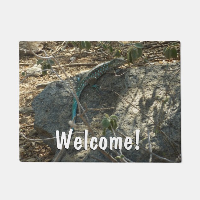 Aruban Whiptail Lizard Tropical Animal Photography Doormat (Front)