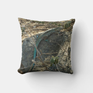 Aruban Whiptail Lizard Tropical Animal Photography Throw Pillow