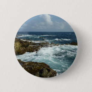 Aruba's Rocky Coast and Blue Ocean 2 Inch Round Button