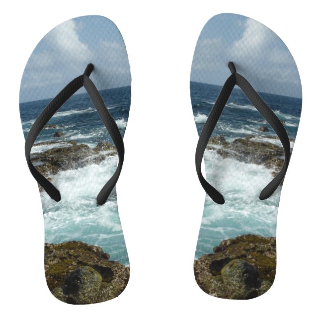 Aruba's Rocky Coast and Blue Ocean Flip Flops (Footbed)