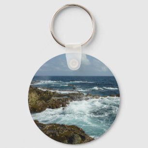Aruba's Rocky Coast and Blue Ocean Keychain