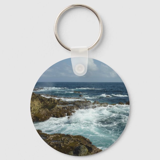 Aruba's Rocky Coast and Blue Ocean Keychain (Front)