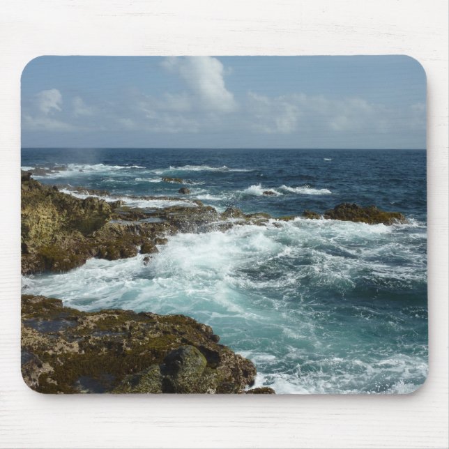 Aruba's Rocky Coast and Blue Ocean Mouse Pad (Front)