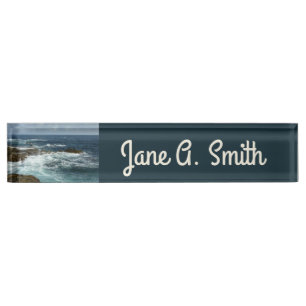 Aruba's Rocky Coast and Blue Ocean Nameplate