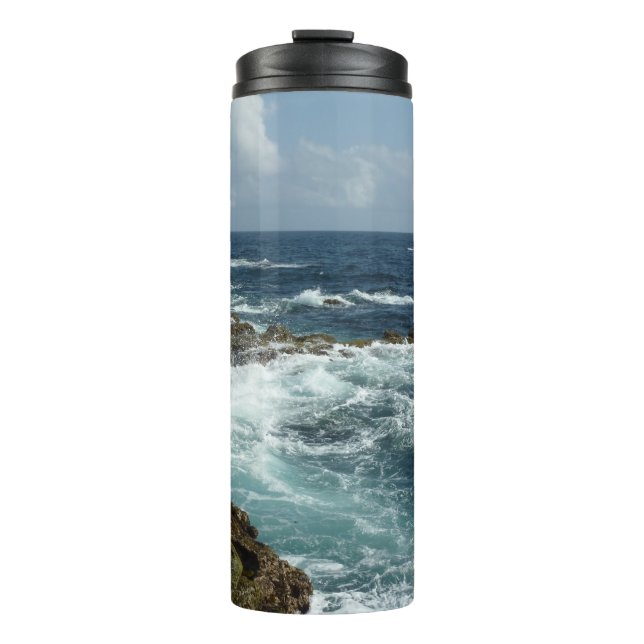 Aruba's Rocky Coast and Blue Ocean Thermal Tumbler (Front)
