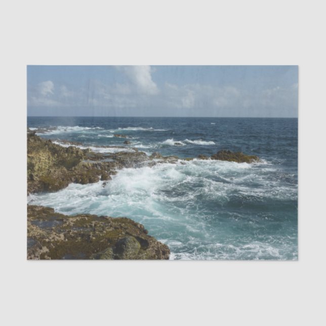 Aruba's Rocky Coast and Blue Ocean Tissue Paper (Front)