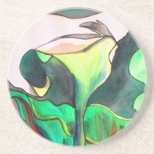 Arum Lily watercolor original art painting Coaster (Front)