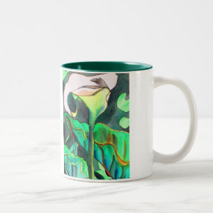 Arum Lily watercolor original art painting Two-Tone Coffee Mug