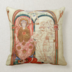 Arundel 155 f.133 Monks of Christchurch, Canterbur Throw Pillow
