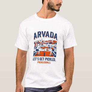 Arvada Colorado Pickleball Court Skyline Scene T-Shirt