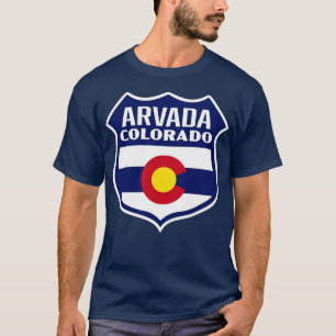 Arvada Colorado Retro Flag Shield Blue T-Shirt