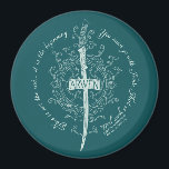 ARWEN™ Elven Sword Quote Magnet<br><div class="desc">Honor the strength and grace of Arwen™ with this striking Lord of the Rings™ design inspired by the Elves. Centered around an elegant Elven sword framed by intricate, flowing vinework, the artwork beautifully reflects her courage, devotion, and timeless spirit. The circular quote, “This is not the end… it is the...</div>