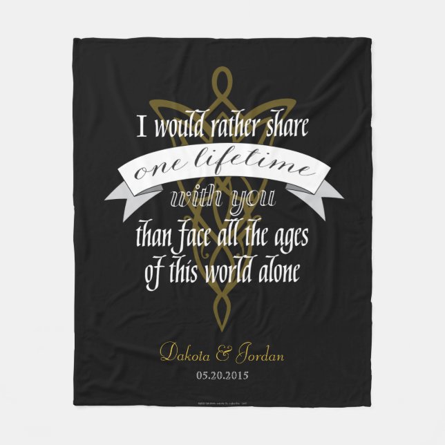 Arwen "One Lifetime With You" Quote With Banner Fleece Blanket (Front)