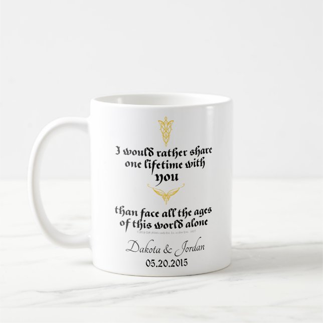 Arwen "One Lifetime With You" Quote With Icons Coffee Mug (Left)